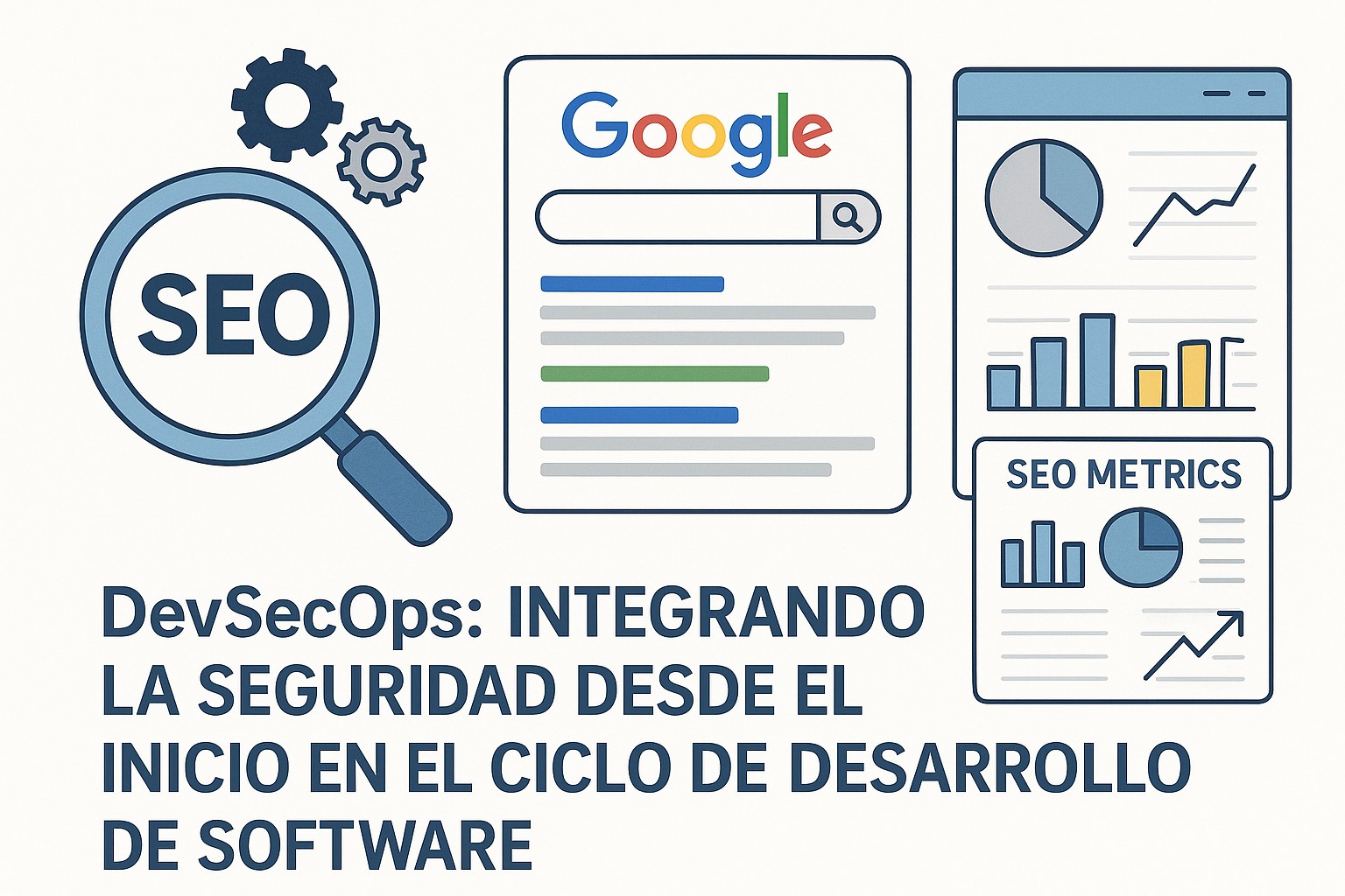 Representación visual de un pipeline DevSecOps con iconos de seguridad integrados en cada etapa del ciclo de desarrollo