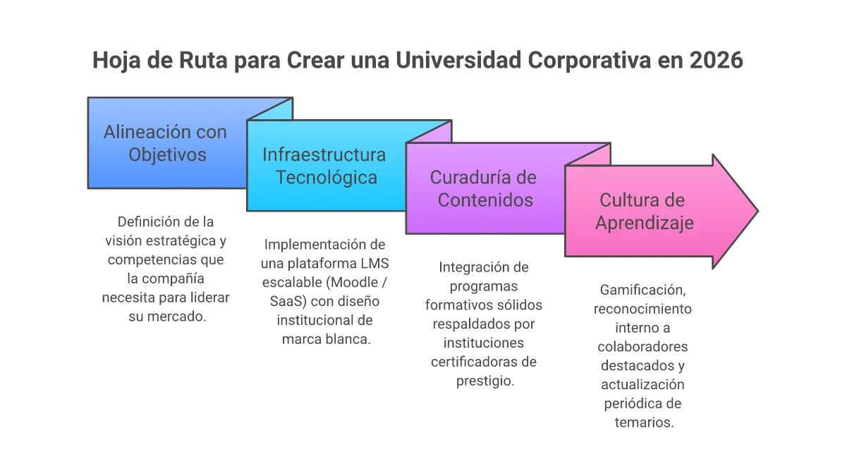 Infografía Cómo Crear una Universidad Corporativa Paso a Paso 2026