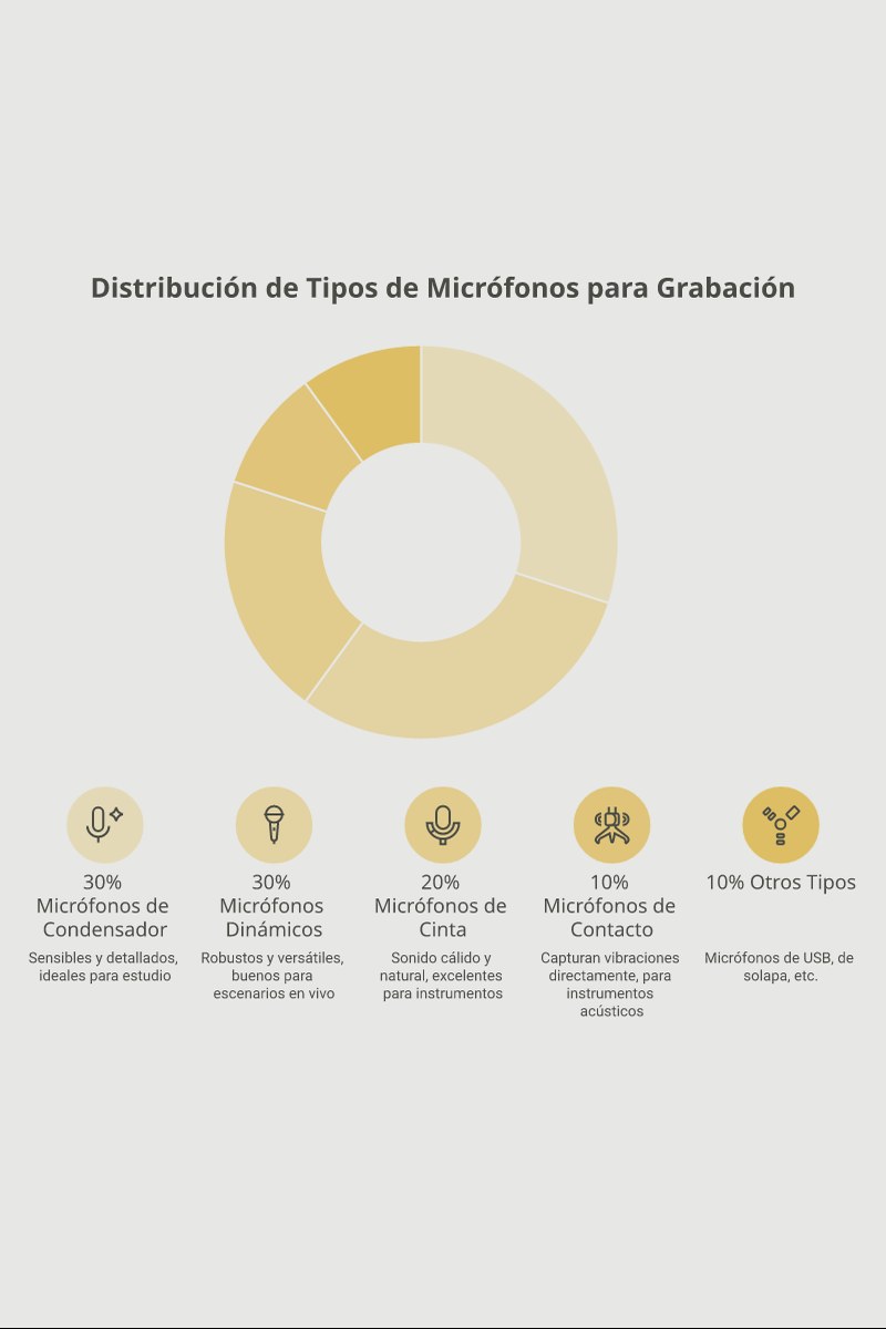 Esquema comparativo de patrones polares y tipos de micrófonos
