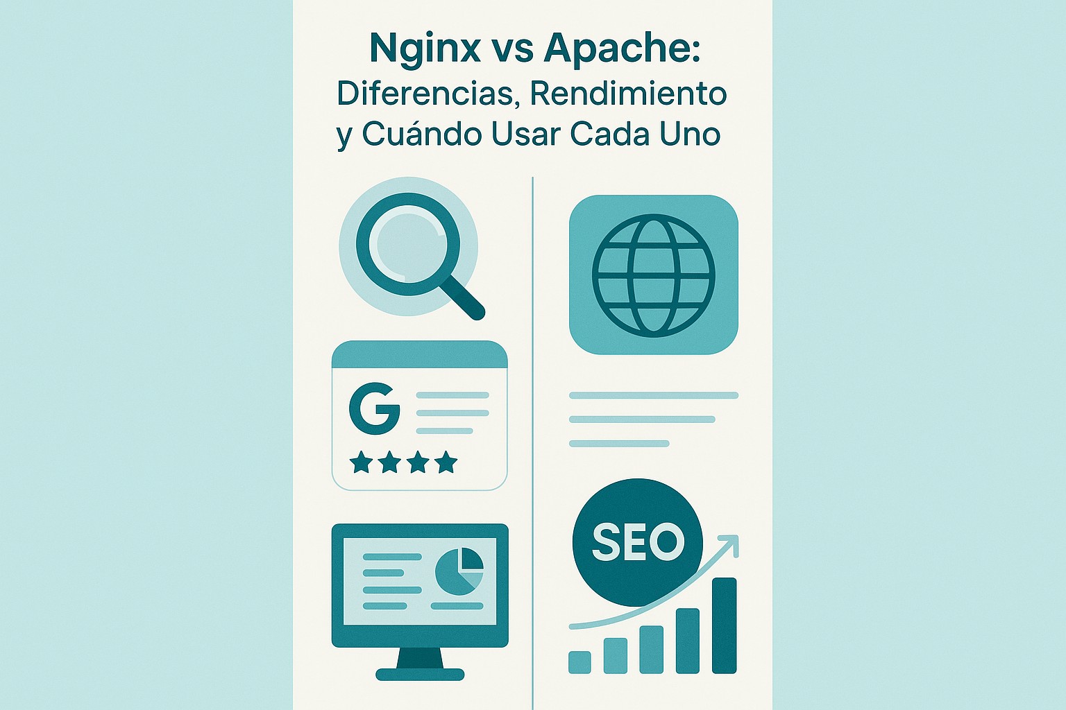 Infografía: conceptos clave de Nginx vs Apache: Diferencias, Rendimiento y Cuándo Usar Cada Uno [2026]