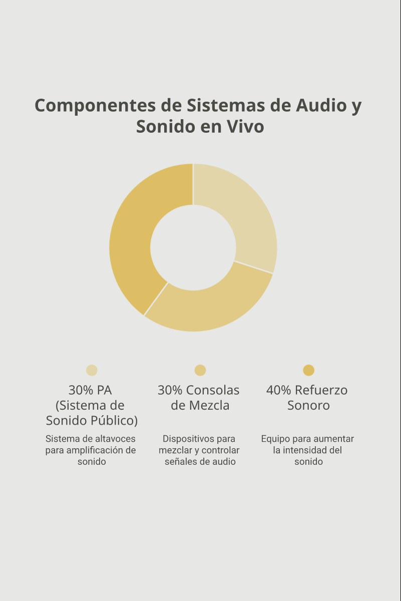 Esquema técnico de flujo de señal para sistema de refuerzo de sonido en vivo en FOH