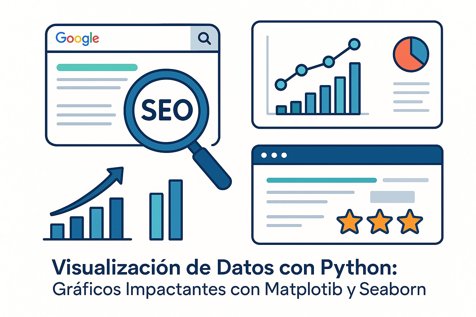 Comparativa visual de dos gráficos, uno con estilo básico de Matplotlib y otro con un tema más pulido de Seaborn, destacando la diferencia en estética.
